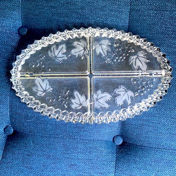 Vintage Oval Glass Four Section Serving Plate - Picture 2 of 8